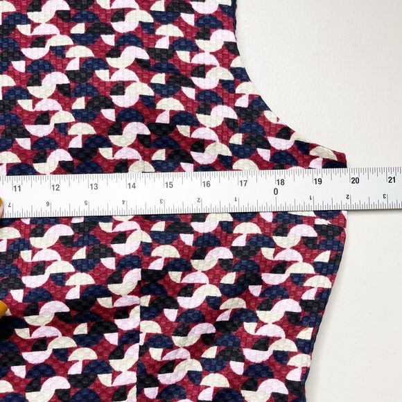 J. Crew Sheath Portfolio Dress Size 14 Red Geo Print Sleeveless Lined Career - Picture 12 of 12